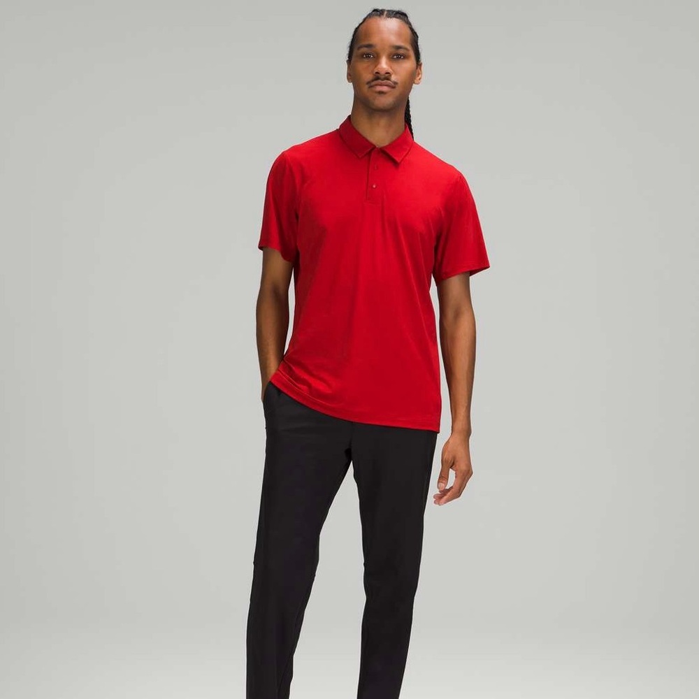 Lululemon Mens Snap Front Performance Short Sleeve Polo Style# M3CRAS